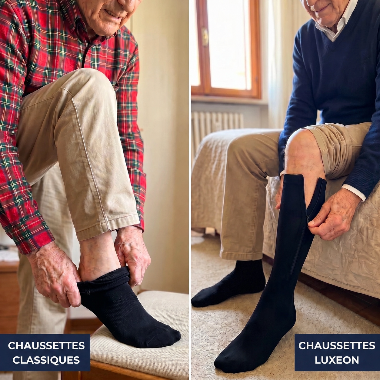 Chaussettes de compression graduée avec fermeture éclair unisexes - Luxeon™