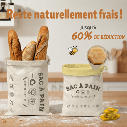 Sac à pain haut de gamme en coton et cire d’abeille