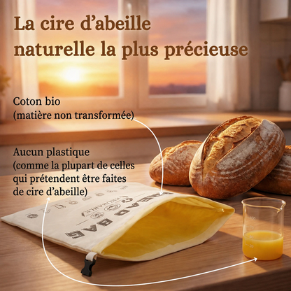 Sac à pain haut de gamme en coton et cire d’abeille