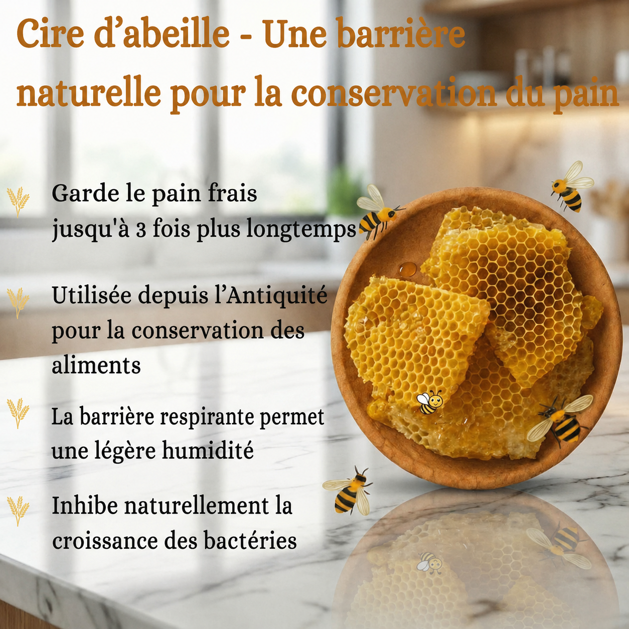 Sac à pain haut de gamme en coton et cire d’abeille