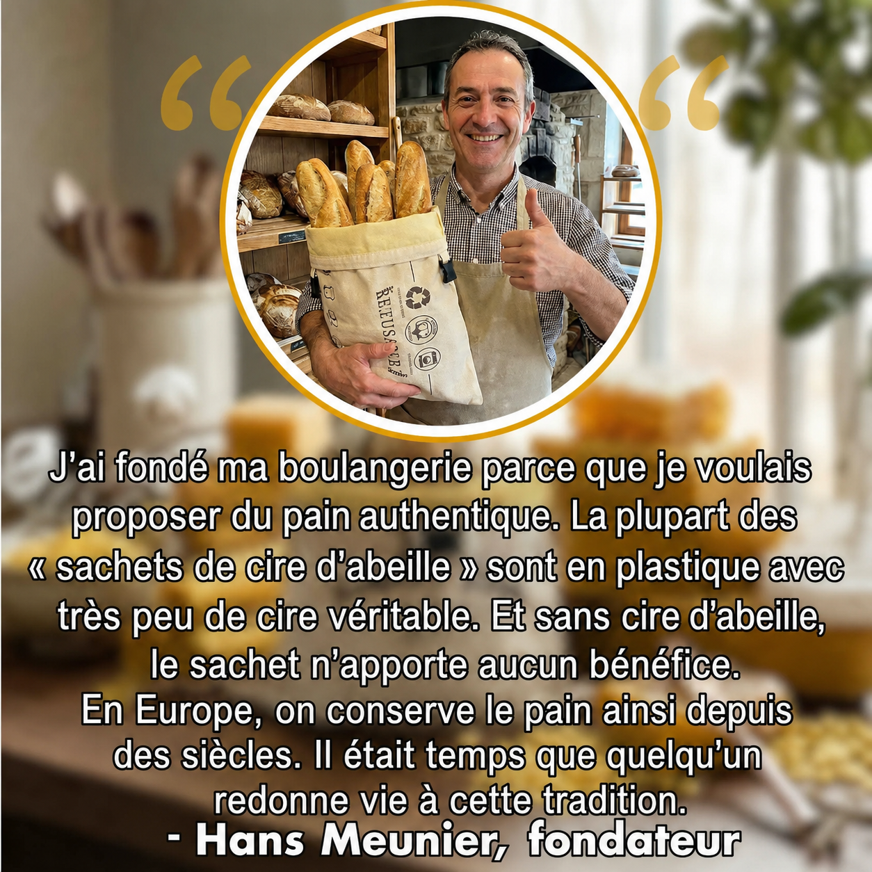 Sac à pain haut de gamme en coton et cire d’abeille