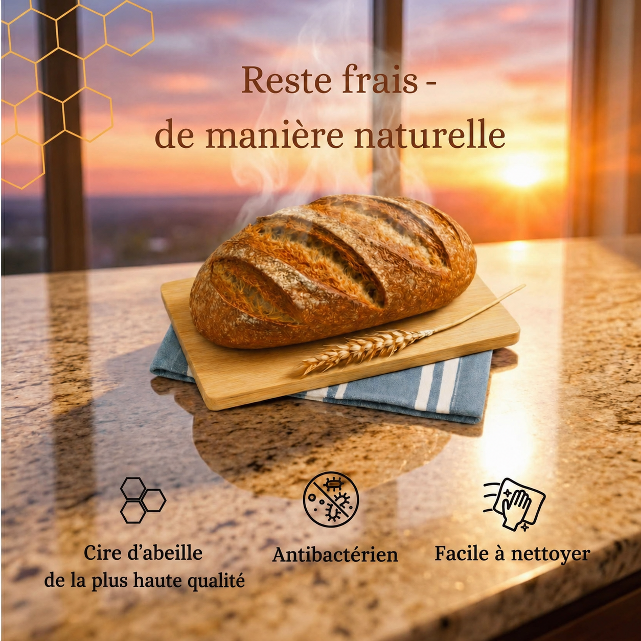 Sac à pain haut de gamme en coton et cire d’abeille