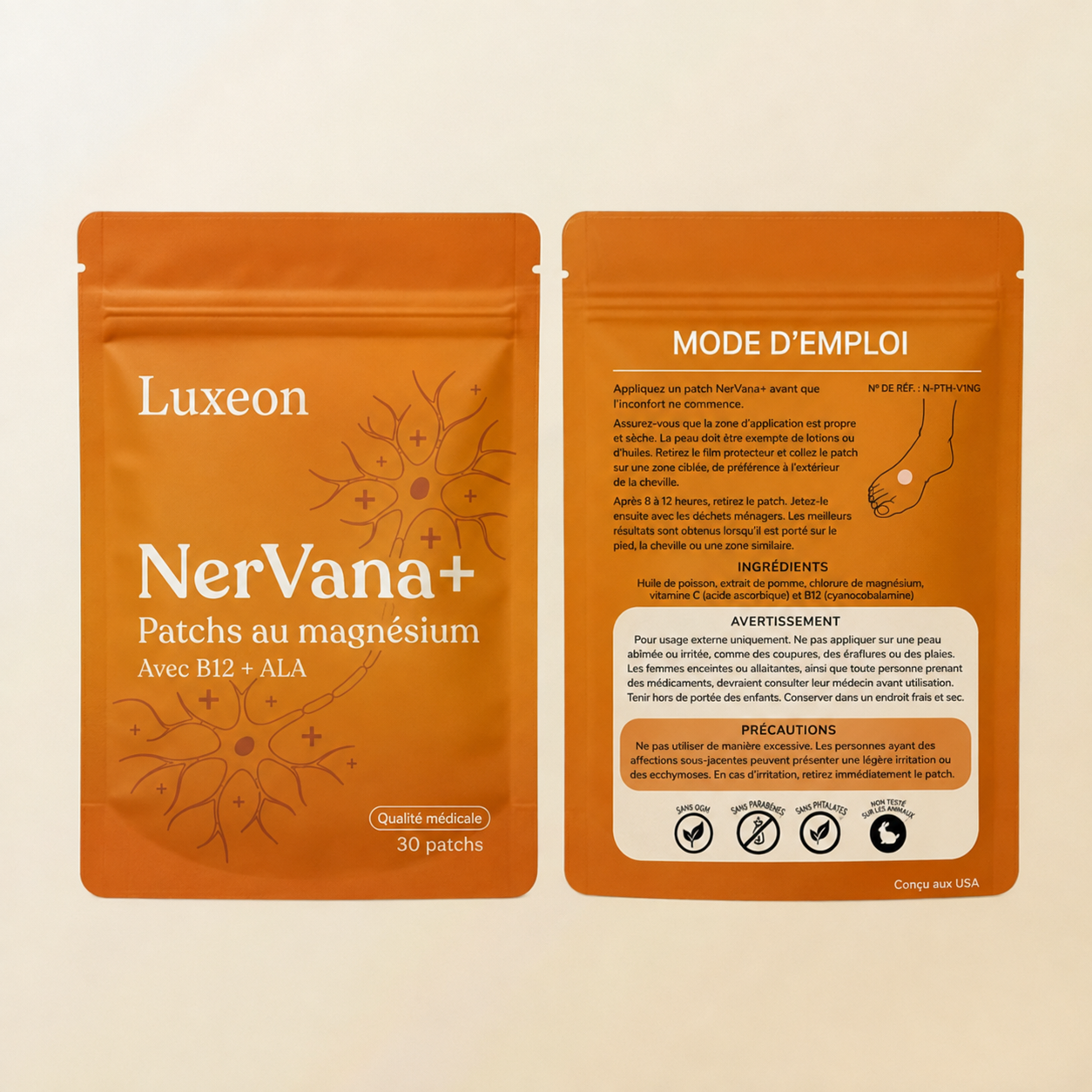 NerVana+® Patchs de Magnésium pour le Soulagement des Nerfs