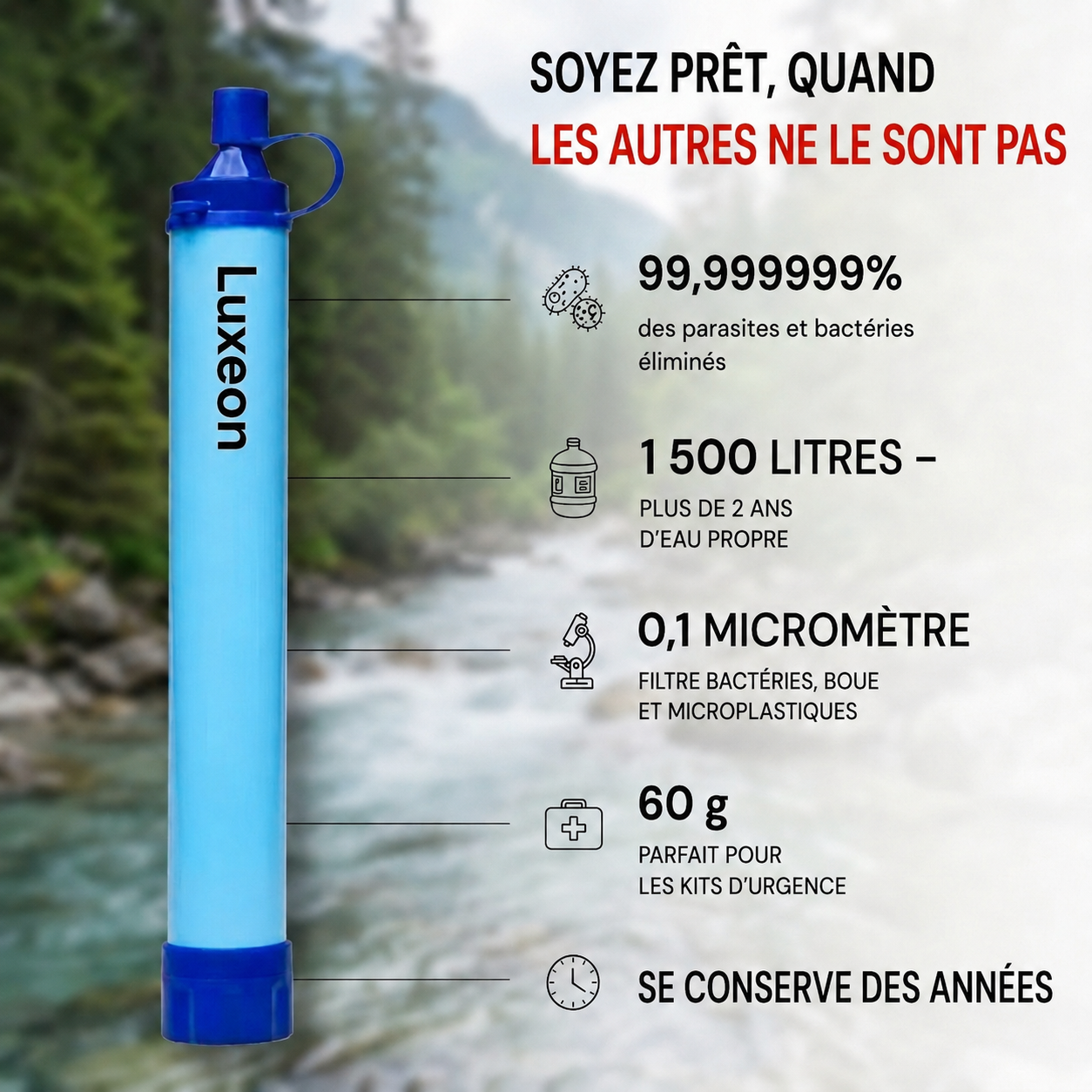 HYDRO-X1 Filtre à eau d’urgence (1.500 litres)