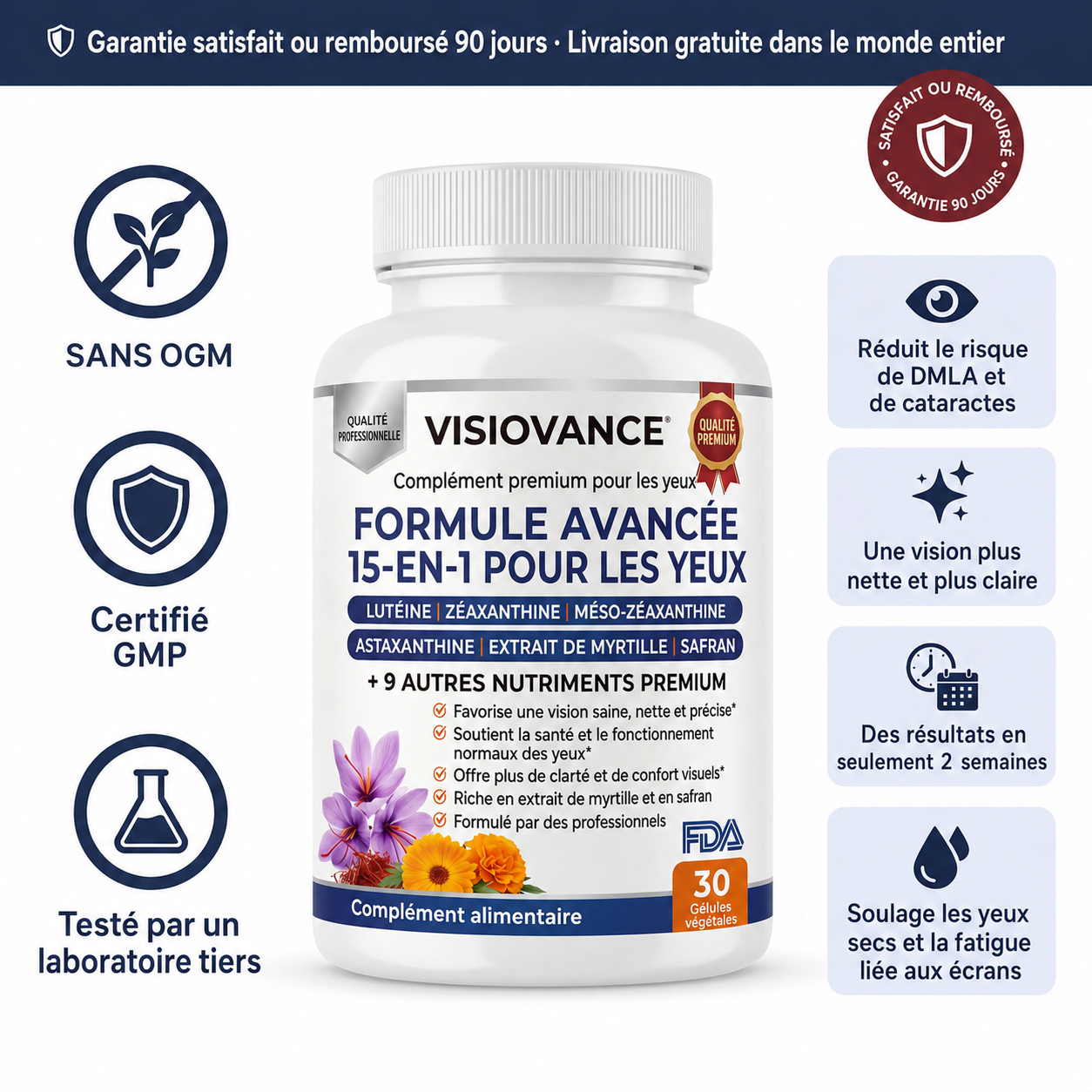 VisioVance Formule Avancée pour les Yeux 15-en-1