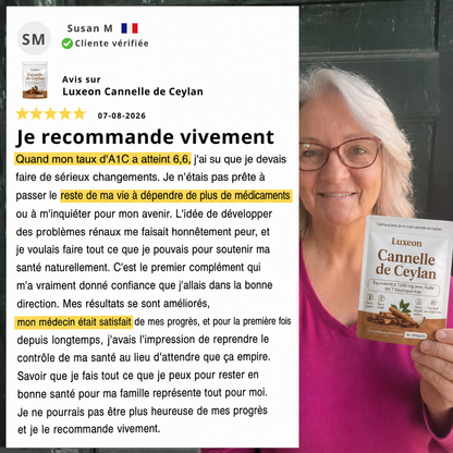 Cannelle de Ceylan, équivalent à 7 200 mg, avec de l’huile MCT