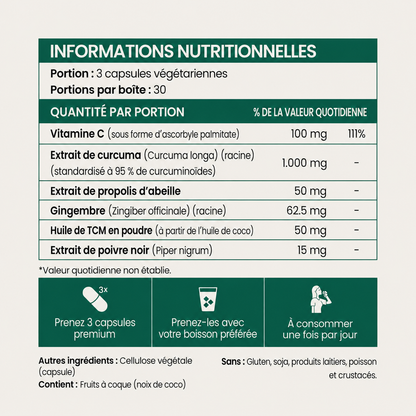 Capsules de curcumine de curcuma (1 000 mg)