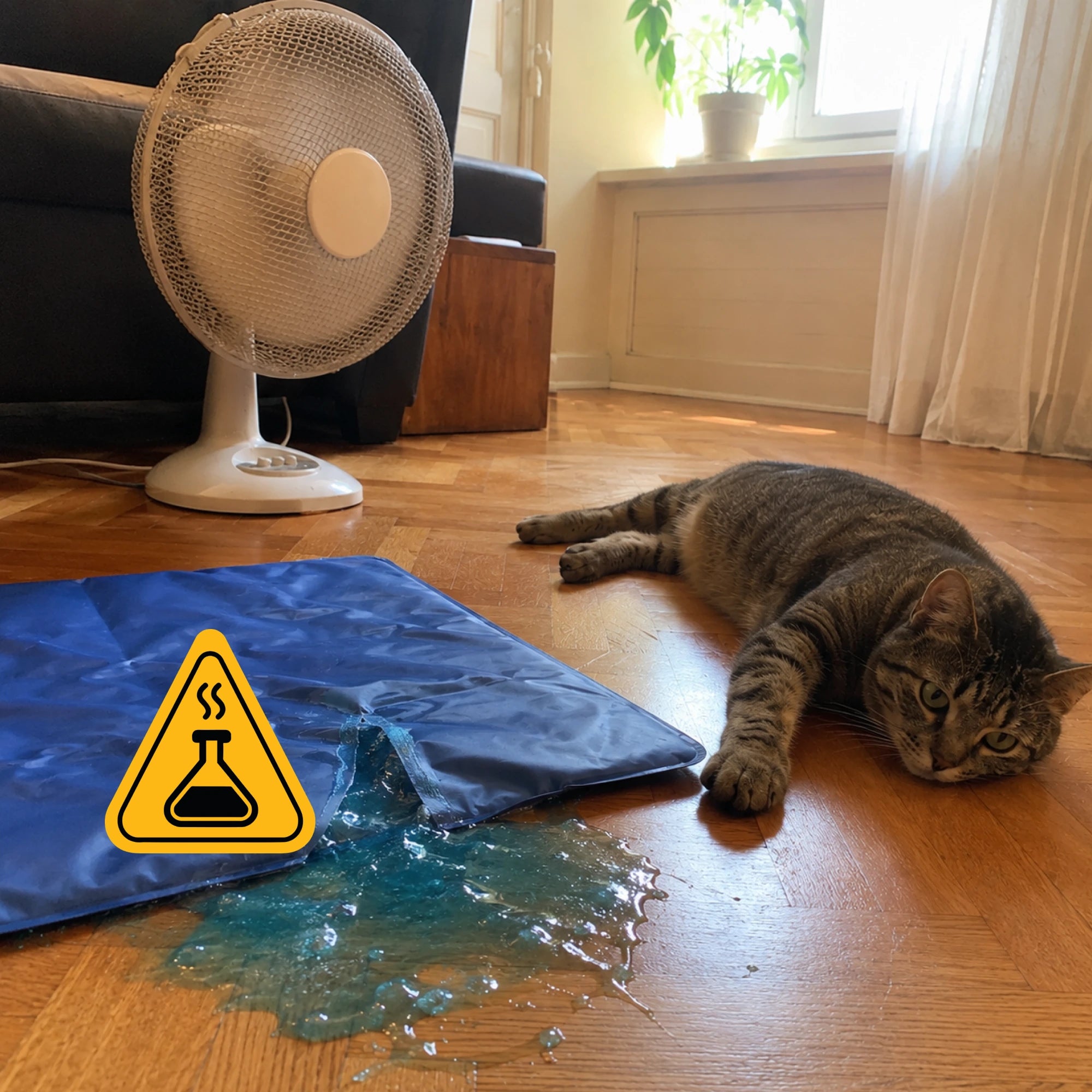 Chat cherchant une surface fraîche pendant la chaleur